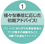 様々な事故に応じた初期アドバイス！